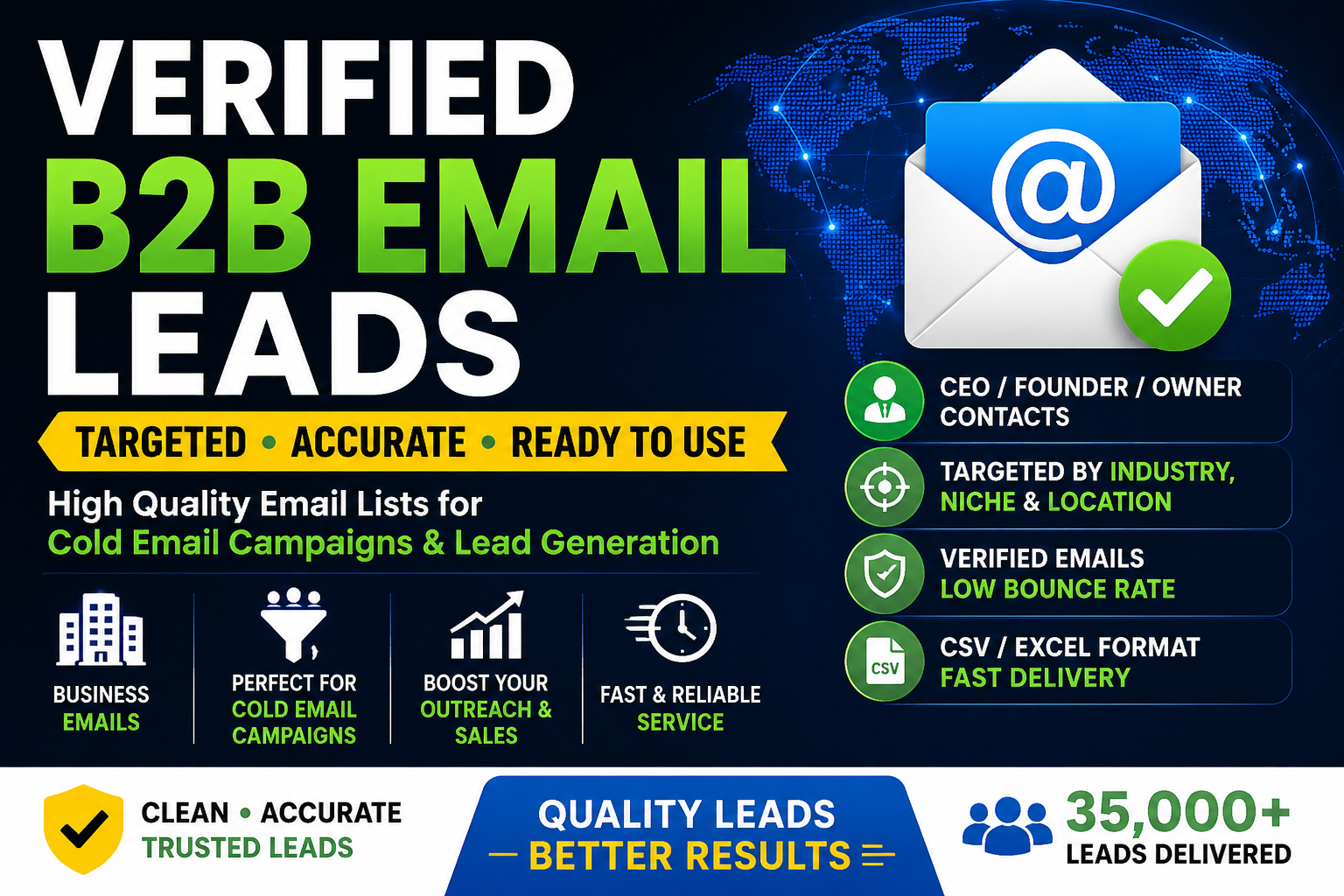 I will provide targeted verified B2B email leads for campaigns