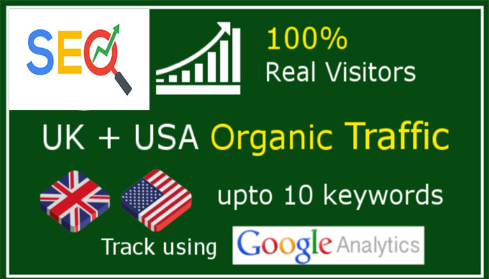 I will send keyword targeted organic traffic from uk and usa