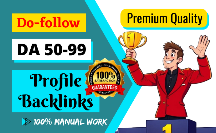70 dofollow ultra powerful rank rocket authority profile backlinks with DA 50-99
