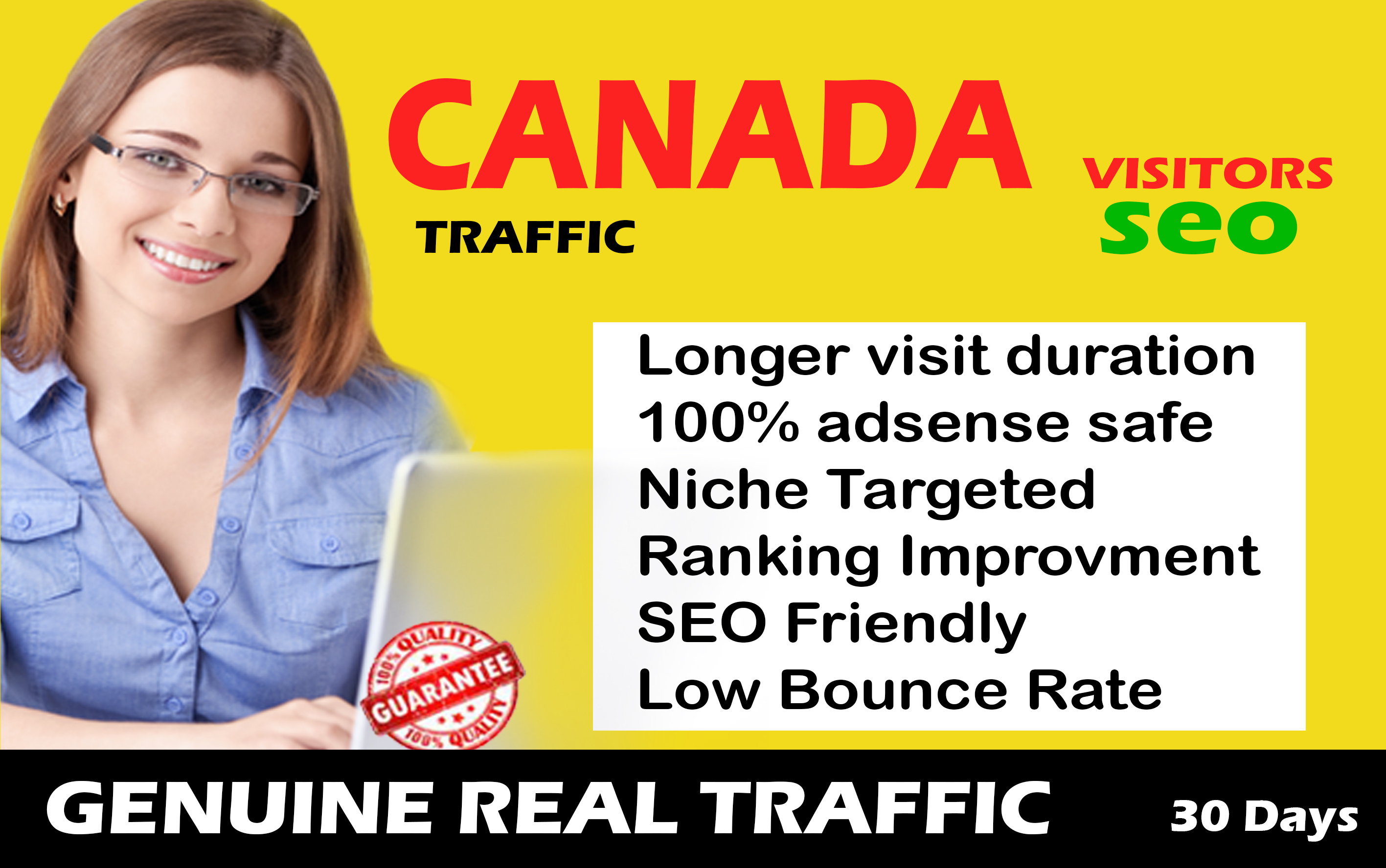 I will send genuine canada real web traffic organic k...