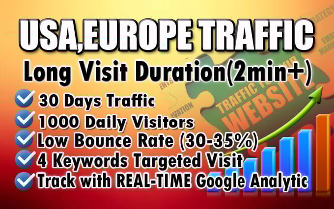 I will bring real organic USA web traffic, long visit...