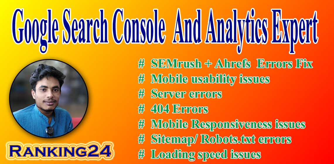 I will do fix search console, google analytics,semrush, ahref, moz, index coverage errors