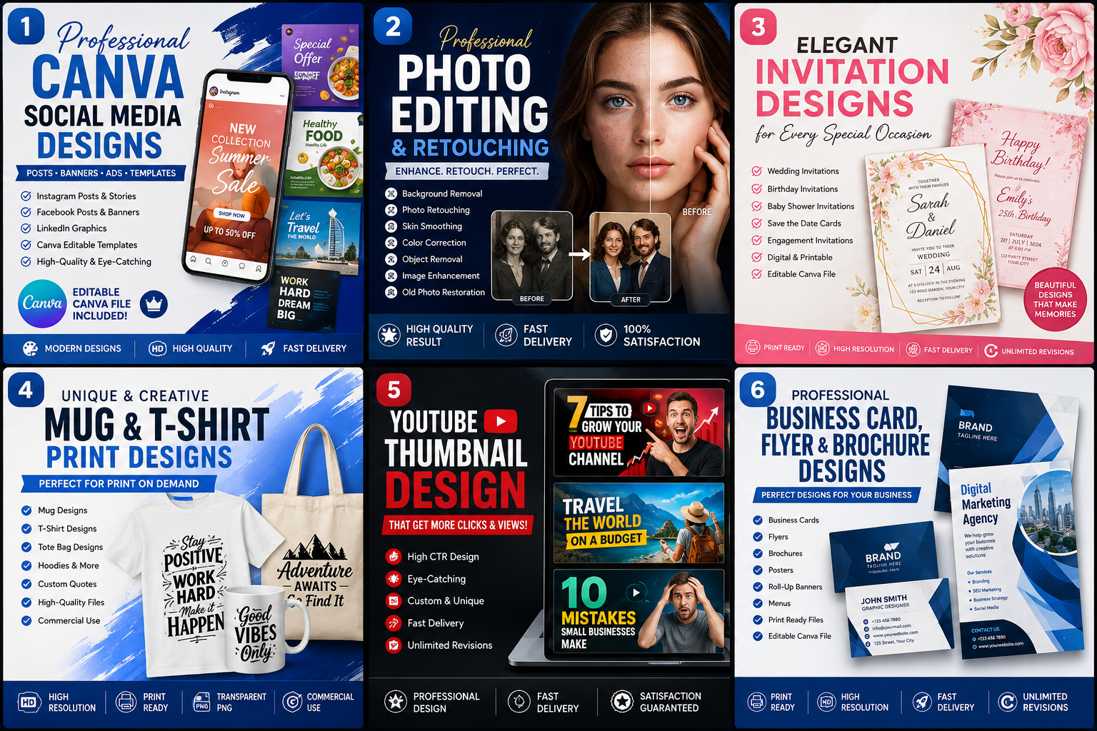 I will design professional Canva graphics, invitations, flyers, business cards, 