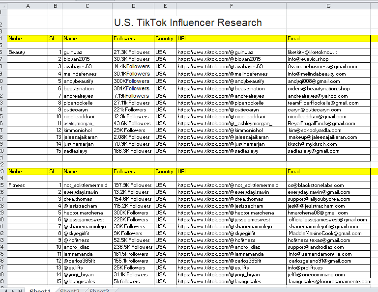I will make a list of profitable influencer for you
