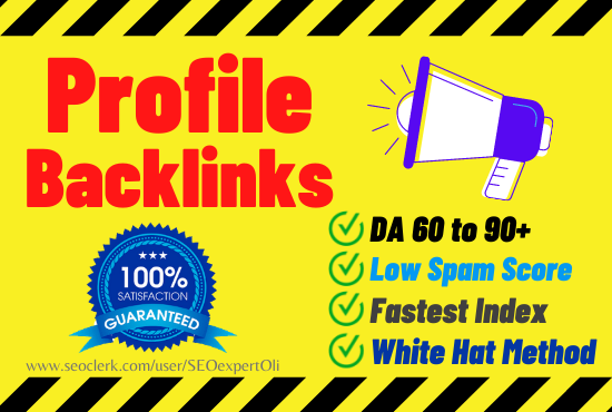 Manually Created 100 Profile Backlinks From High Authority Websites