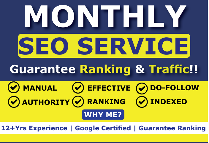 I will provide complete monthly SEO service to rank your website on Google top page