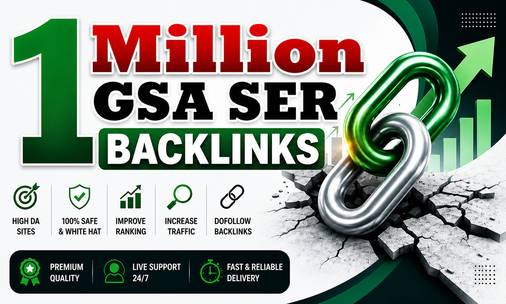 1 MILLION / 1000,000 Verified GSA SEO Backlinks for website ranking on Google