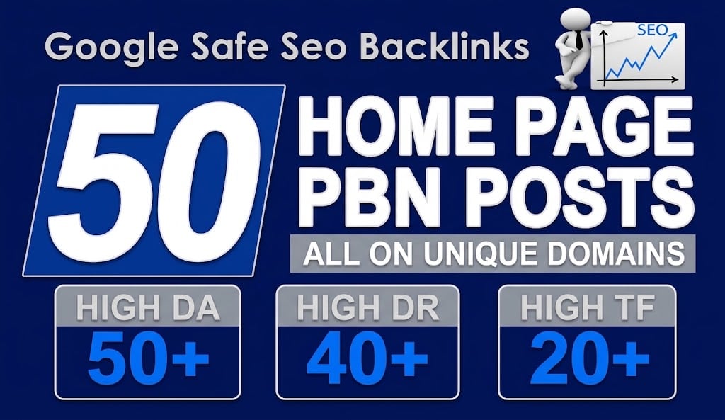  50 High PA DA TF CF HomePage PBN Backlinks - Dofollow Quality Links 