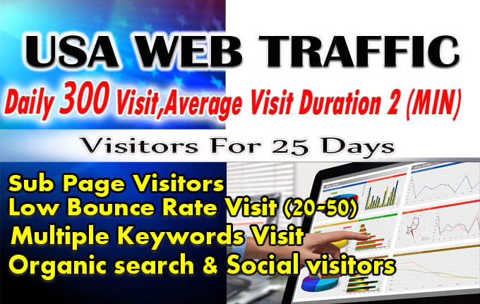 I will do daily USA web traffic us long visit 2 min