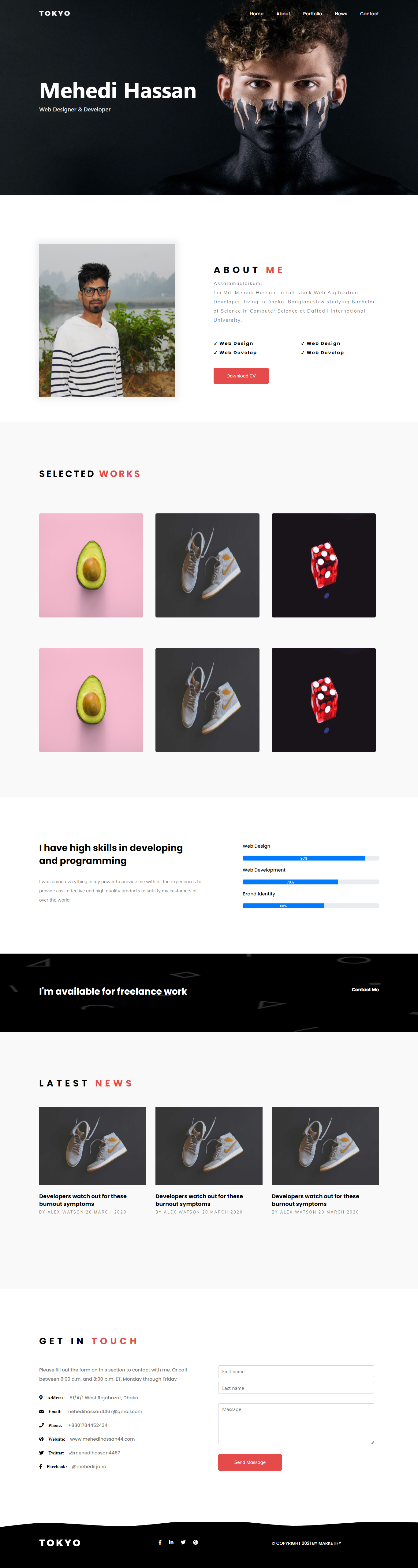 I will converting PSD, XD, Image, AI to HTML and portfolio Website Design