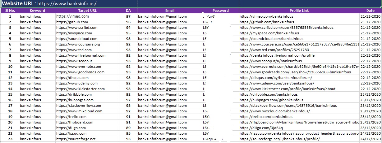 I will Manually build 100 High Quality & Do follow Profile Backlinks
