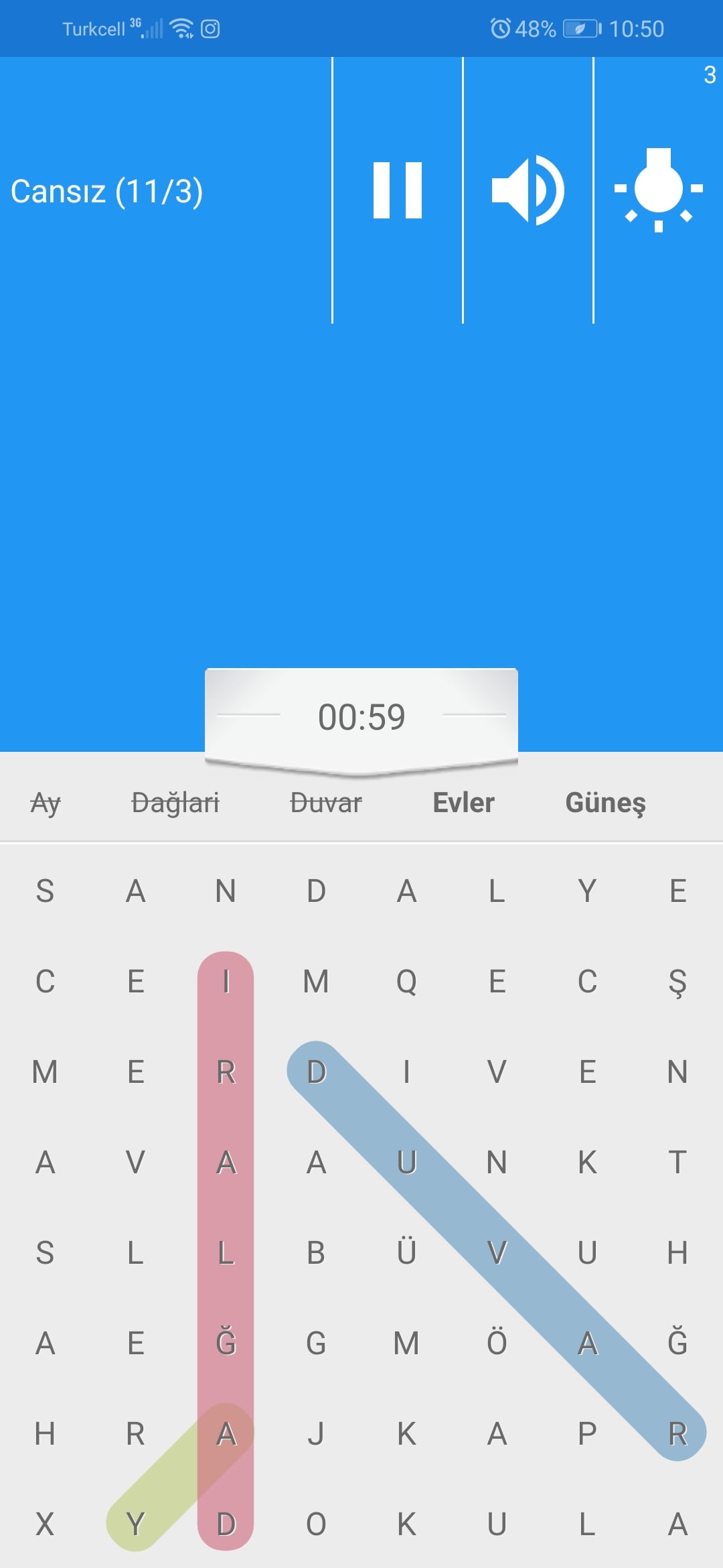 Android-based application design is a three-level crossword 
