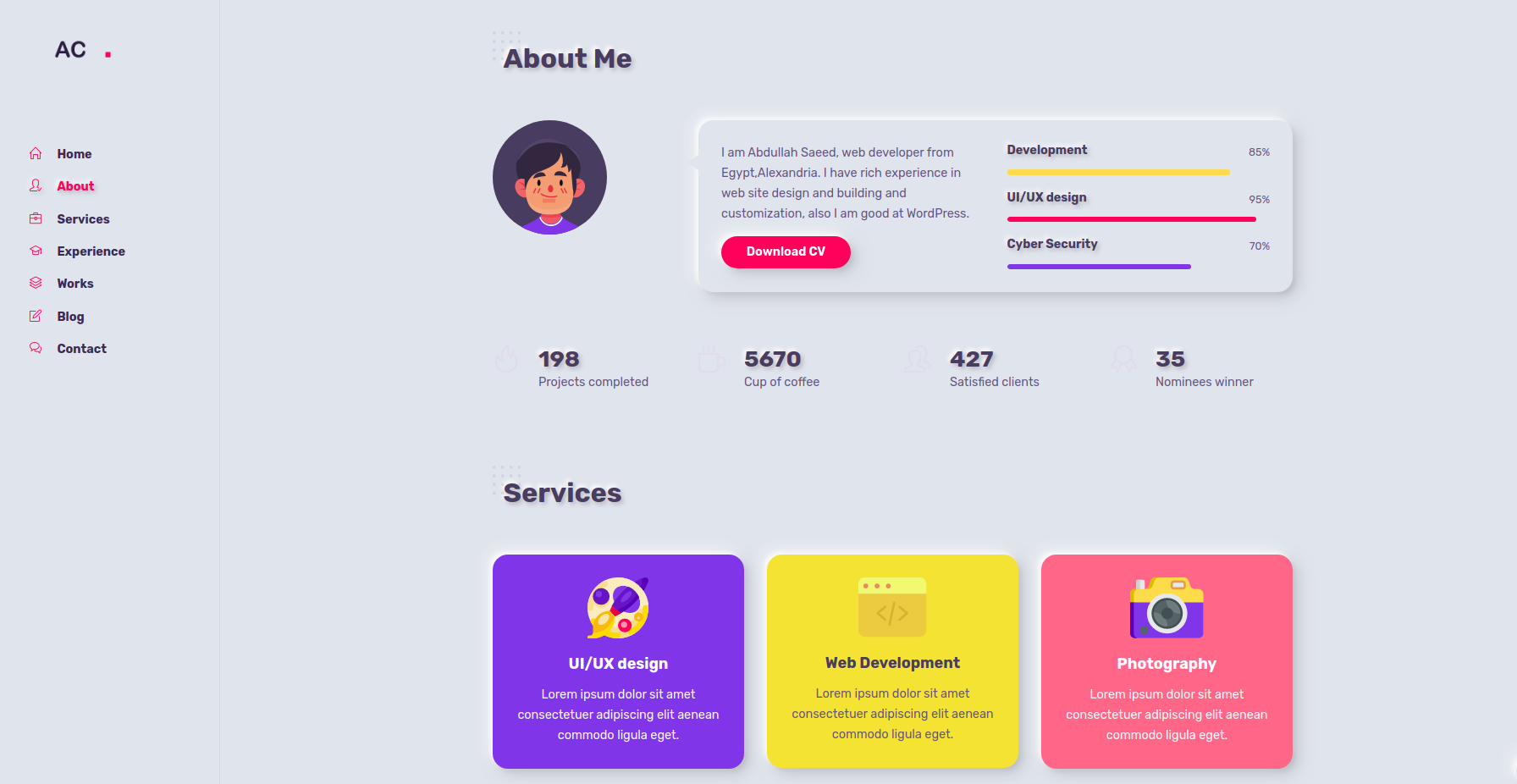 Animation Personal Website Template HTML5/CSS3/JavaScript for $40 -  SEOClerks