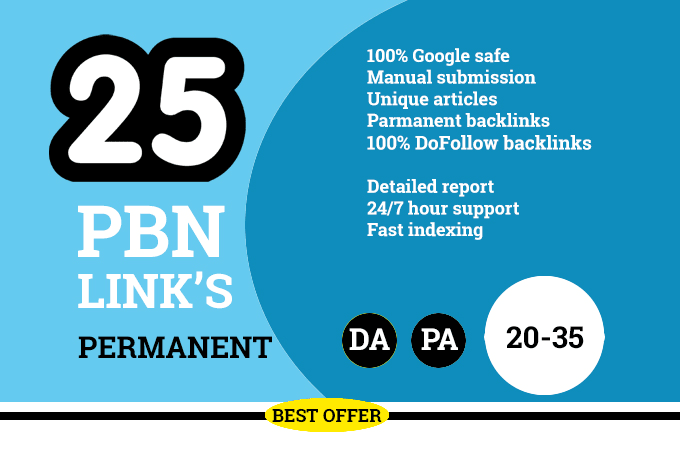 Manually Build 25 HomePage & Dofollow Permanent PBNs backlinks