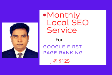 Guaranteed monthly Local SEO Service for Google first page ranking with 5 low competition keywords. 