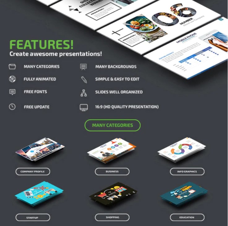 I will deliver 100 000 fhd slides 2500 powerpoint presentation design templates