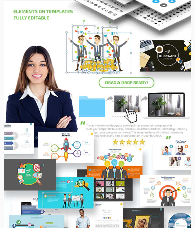 I will deliver 100 000 fhd slides 2500 powerpoint presentation design templates