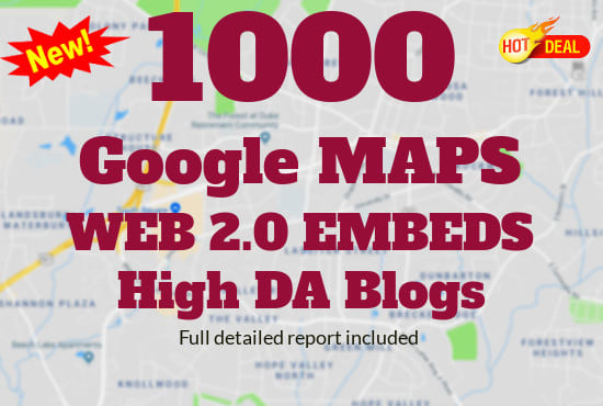 embed your google map in 25,000 web20 high da blogs best for local SEO