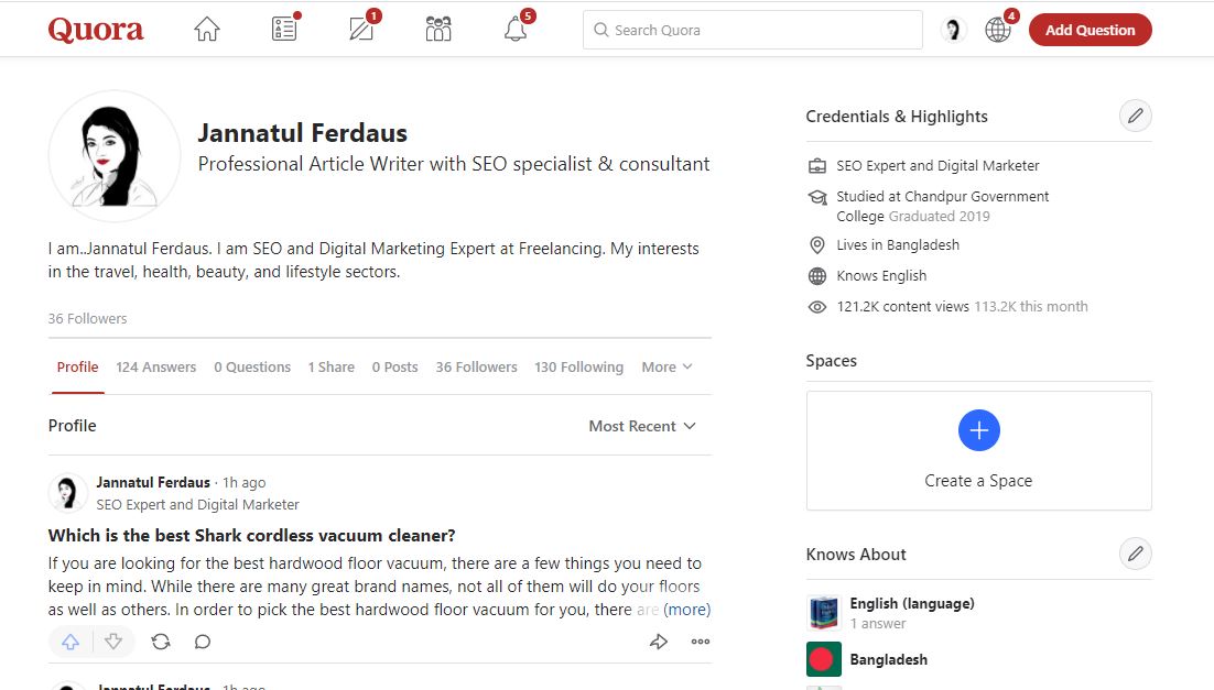 Posting 15 HQ Quora Answer with your Keyword & URL
