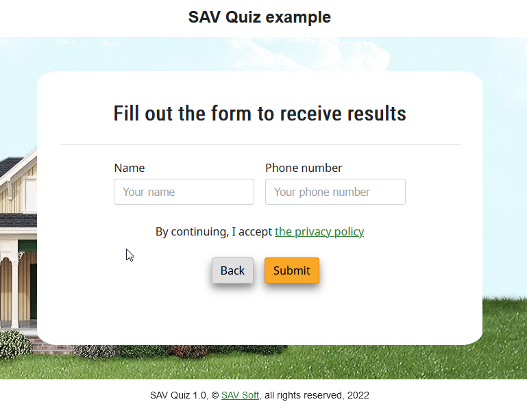 SAV Quiz - great questionnaire for your website