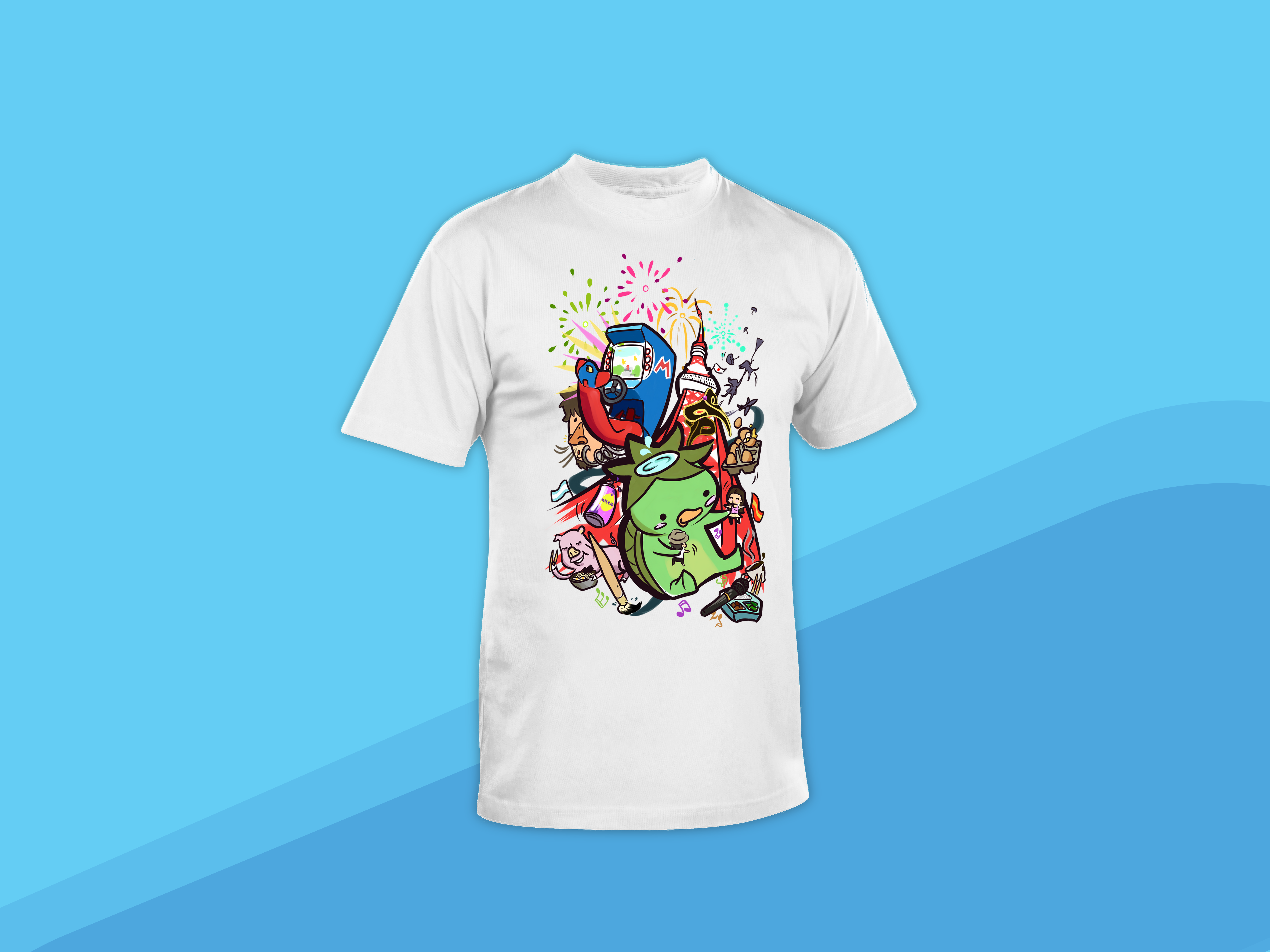 I will do bulk custom printable bulk, watercolors and illustration t shirt design
