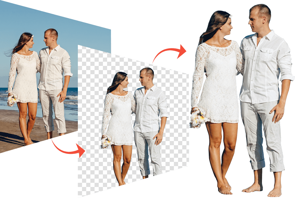 Change and remove photo background with retouching 5 photos