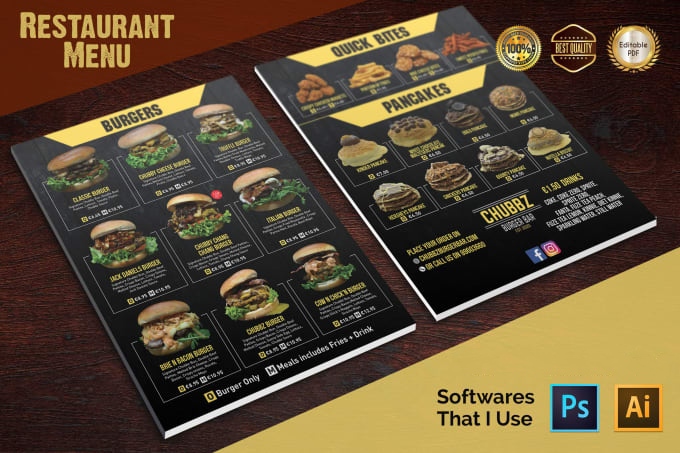 I will design any type of restaurant menu with editable file ( PREMIUM PACKAGE )