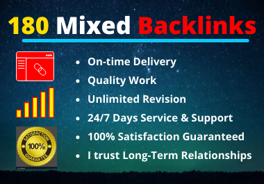 180 Mixed Backlinks High Authority Permanent Natural High Quality Link Building Rank Your Website
