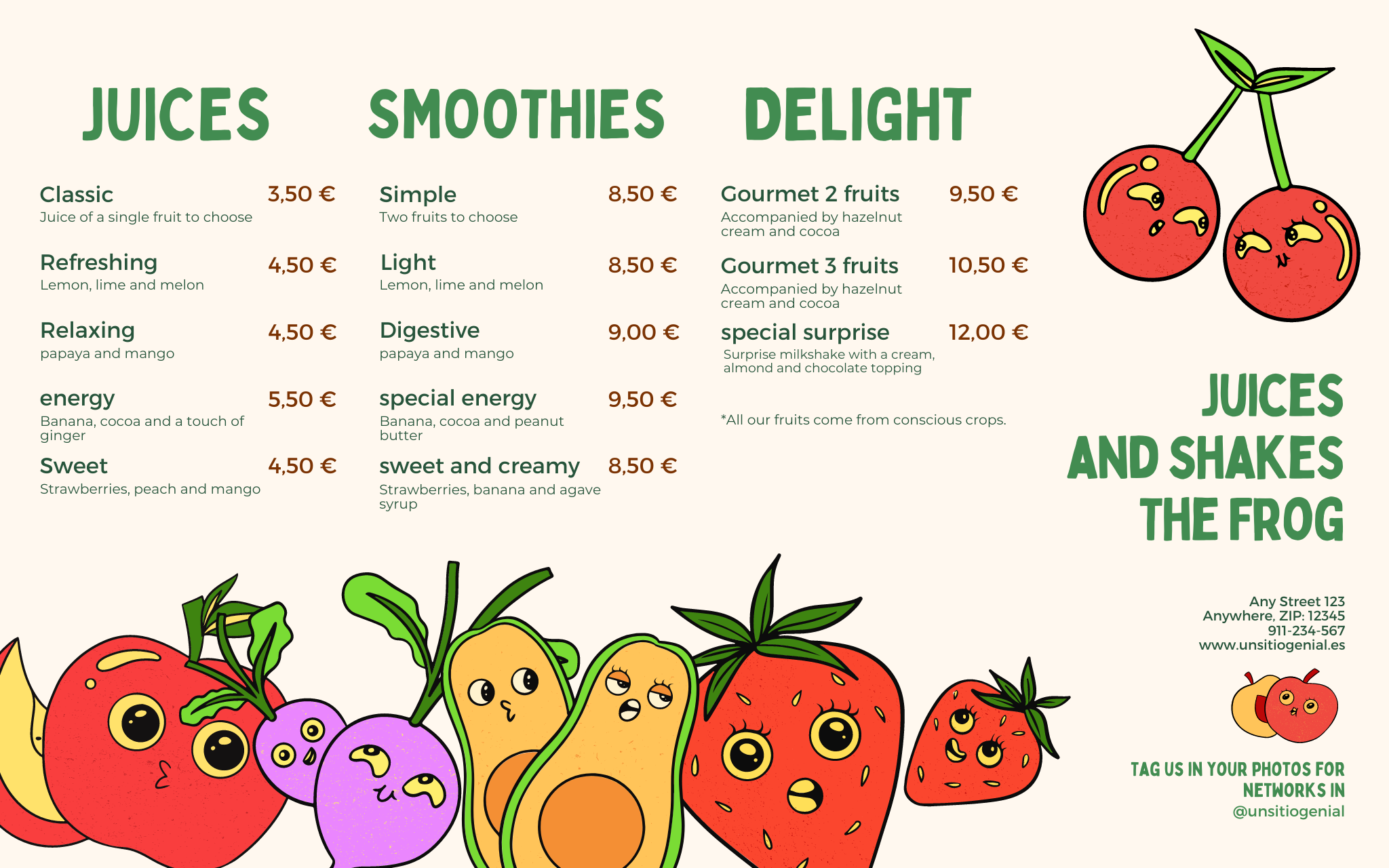 I will create a professional menu for your restaurant