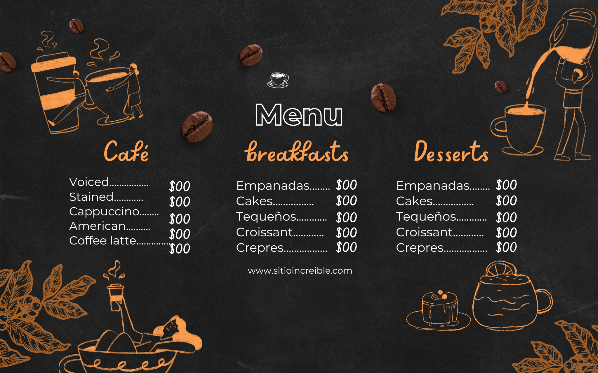 I will create a professional menu for your restaurant