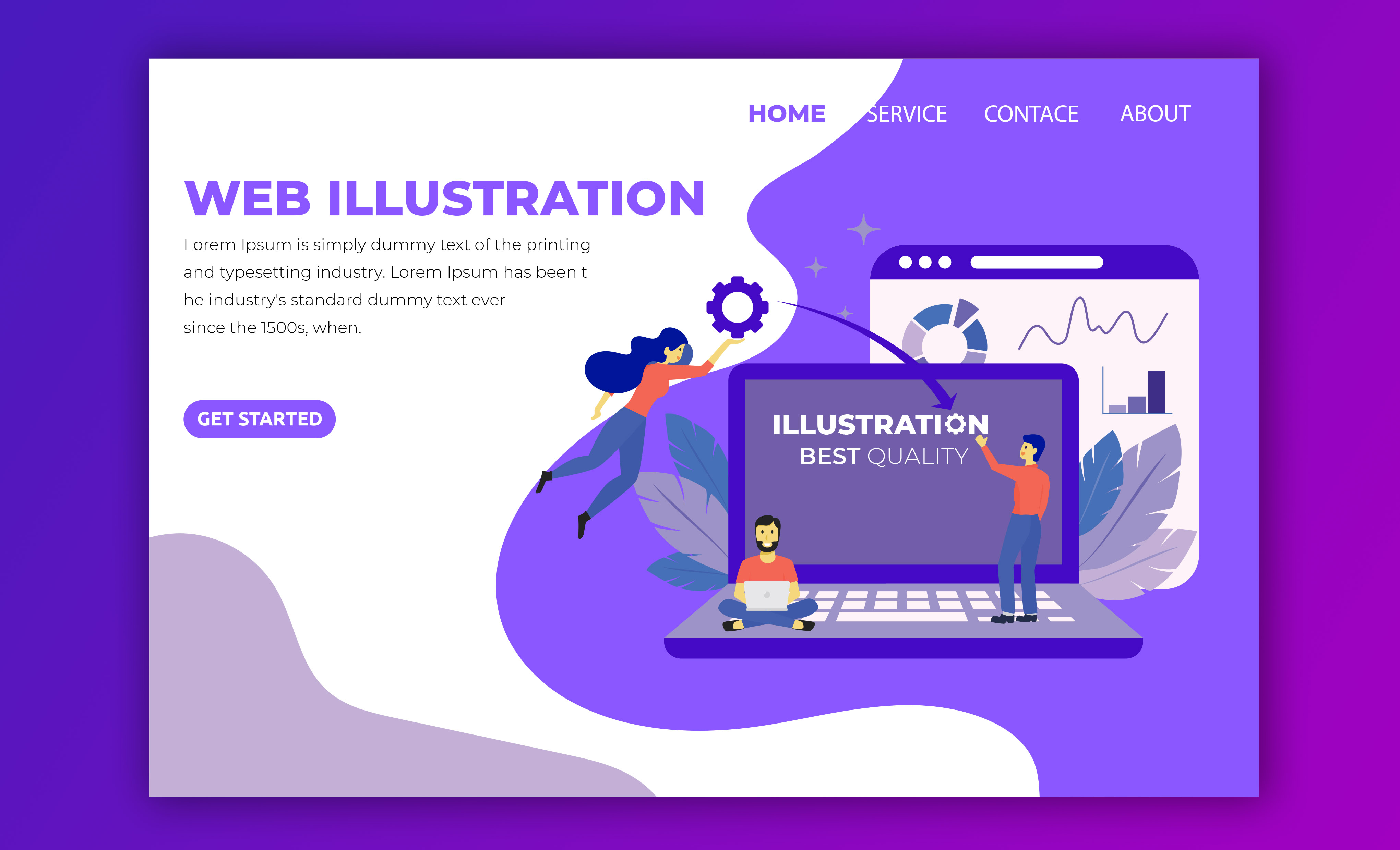 I will design outstanding modern flat illustration for web mobile