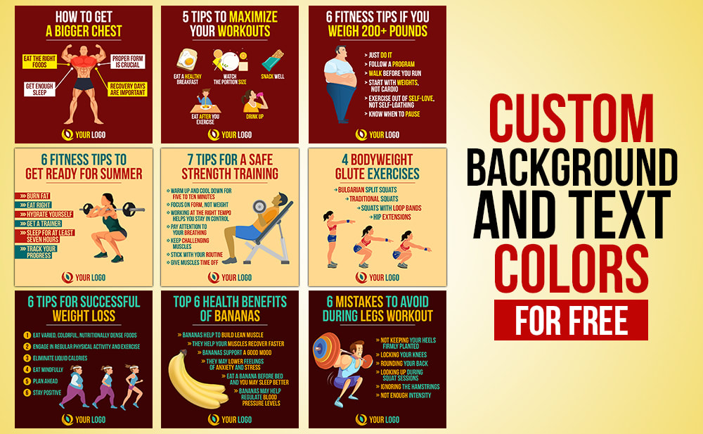 I will design 150 fitness infographics +BONUS 200 fitness quote 