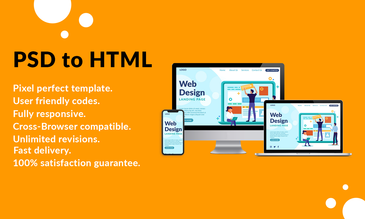 Convert any PSD to HTML, Xd to HTML, Ai to HTML fully responsive 
