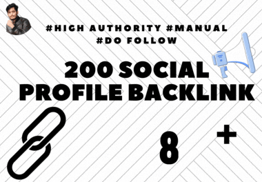 200 Manual social profile DO follow backlinks from DA 80+ websites