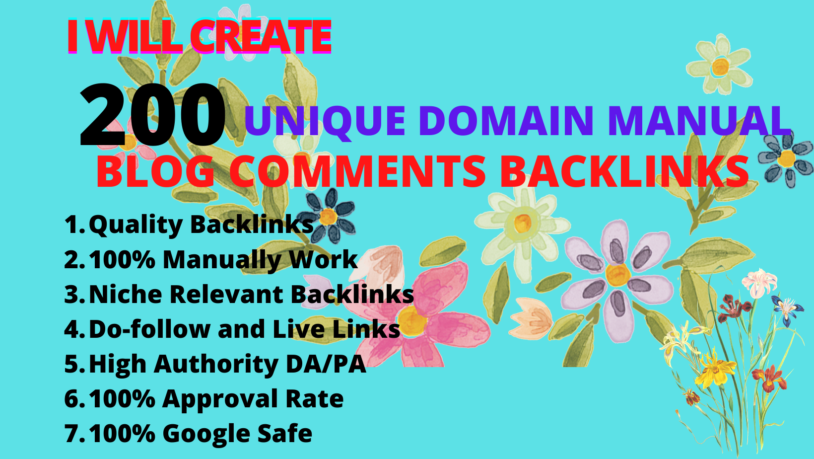 Create 50 Niche related manual unique domain do follo...