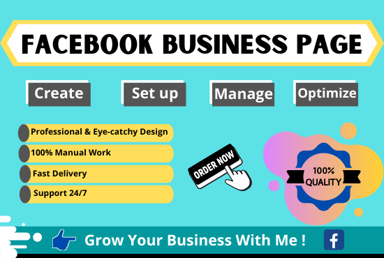 Create a Facebook business page, set up, manage, attractive design & optimize it fully professionall