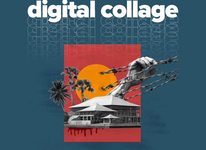 I will design creative retro digital collage art