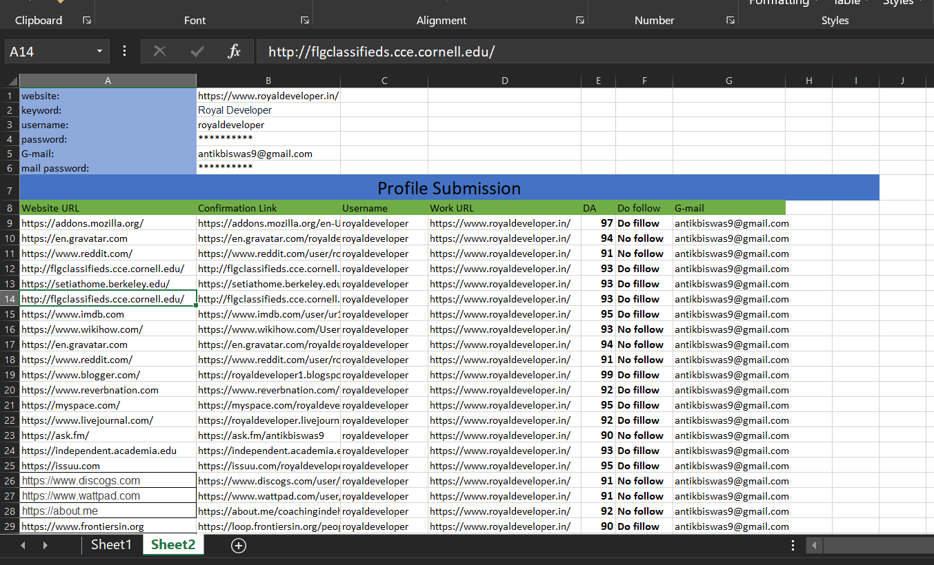 Manually created 80 Social Profile Backlinks 