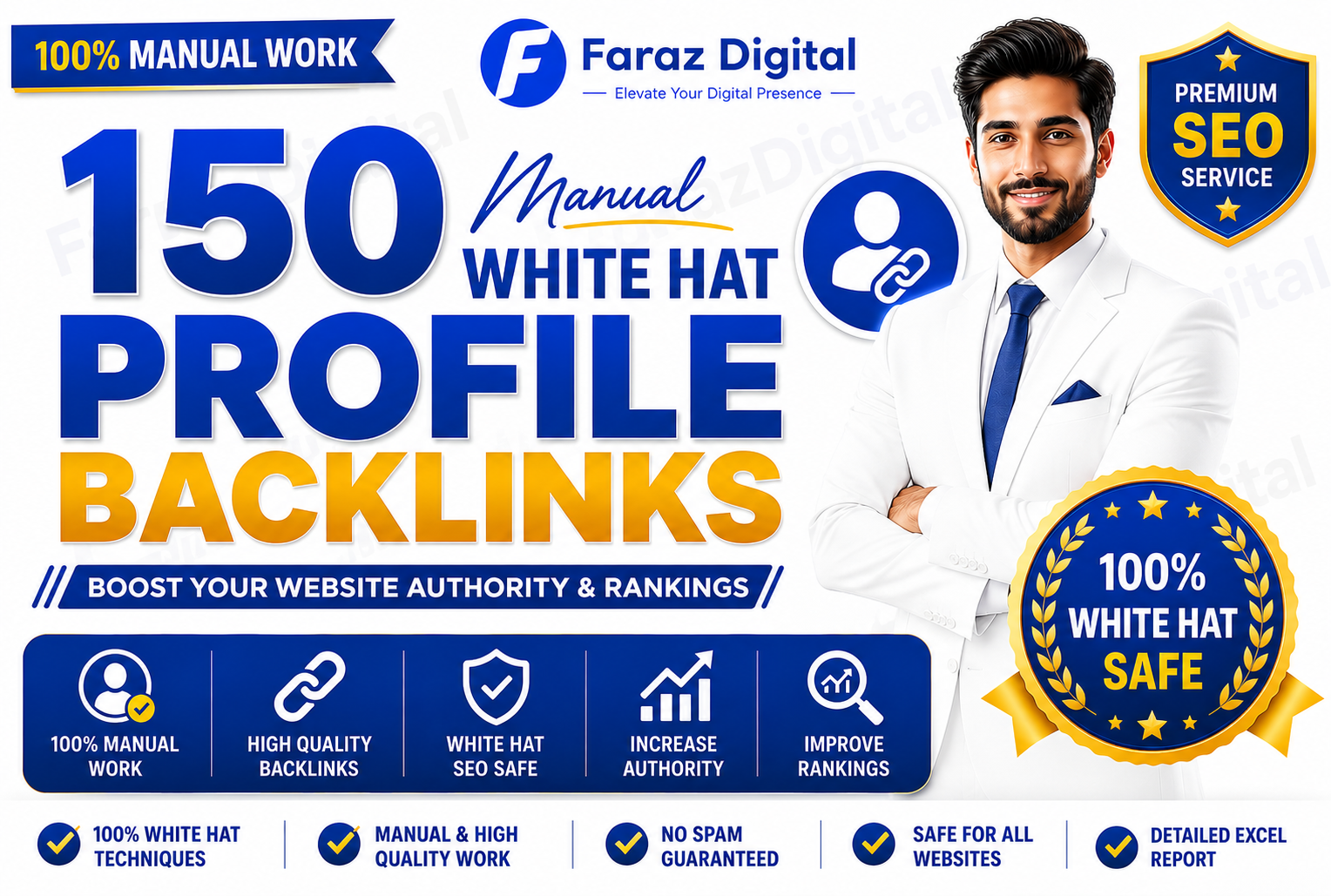 I will do 150 high da profile backlinks manually