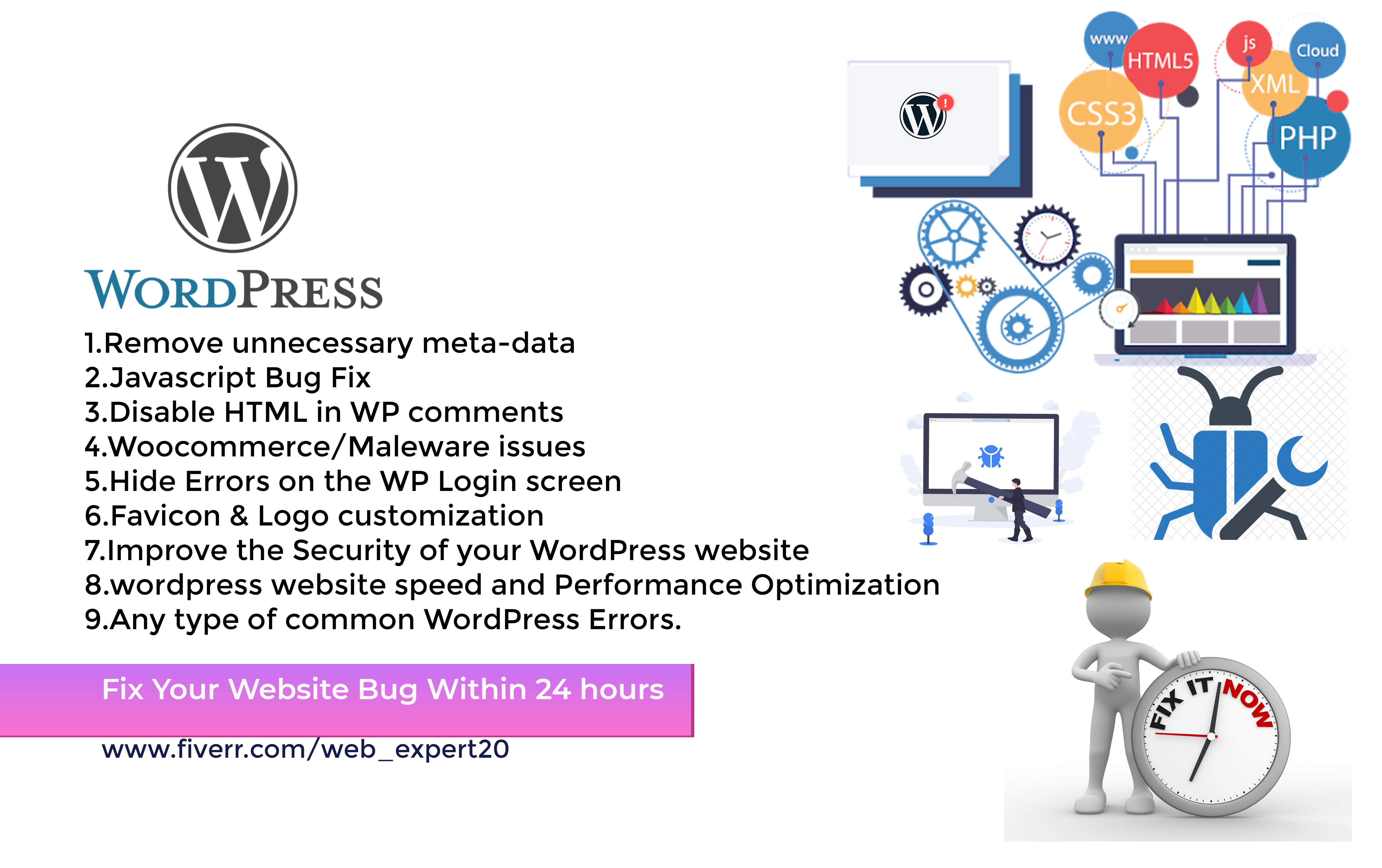 I will create fix ,customize,your wordpress,website issues