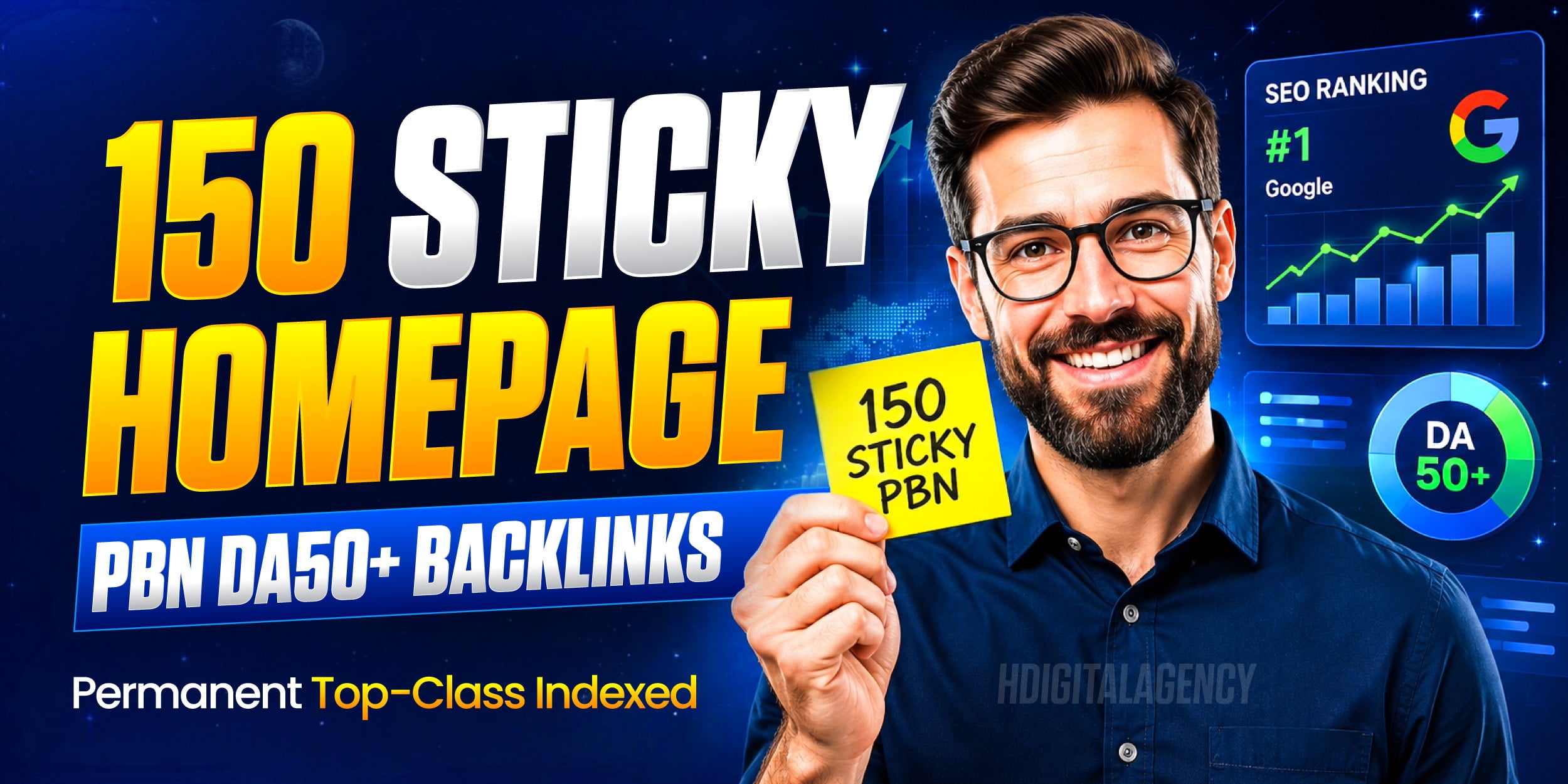 Make 150 Sticky Homepage PBN DA50+ Backlinks Permanen...