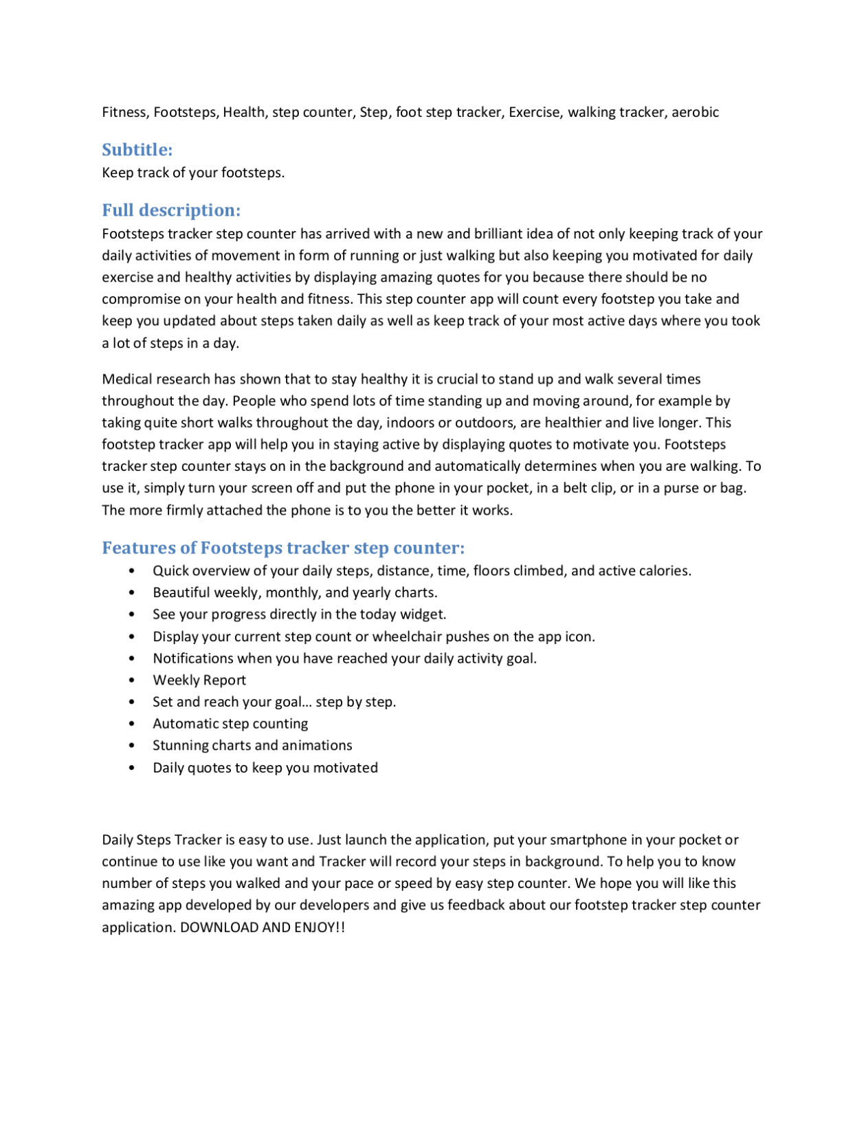 I will write app and game description based on aso app store optimization