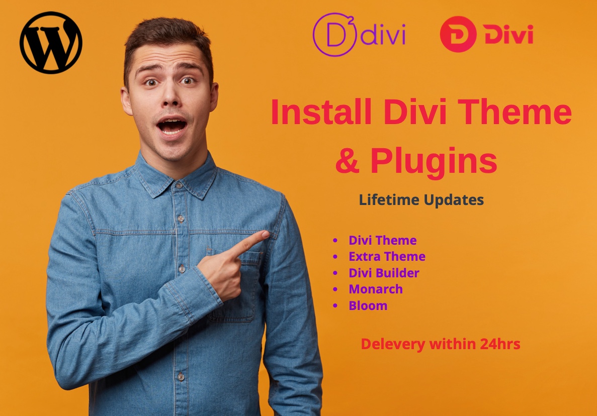 I will install Divi Theme and Plugins for lifetime updates