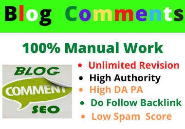 90 Blog High DA Comments High Quality Manual Permanent Backlink