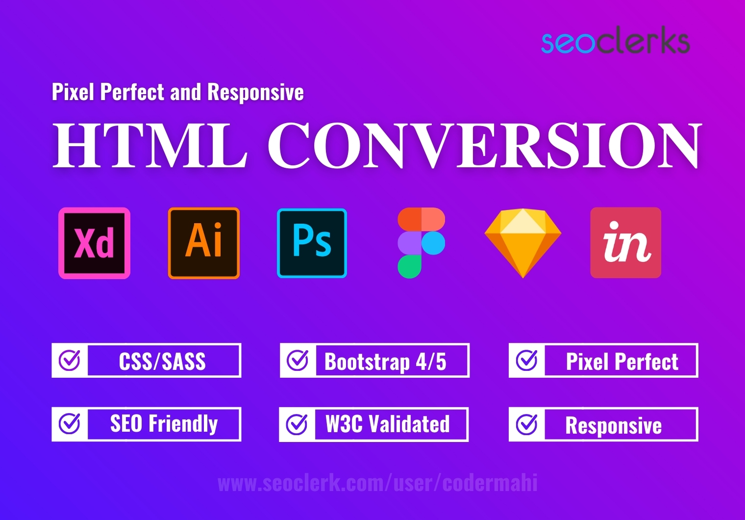 Convert PSD to HTML css bootstrap responsive website