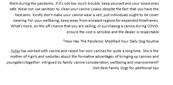 An article titled Things You Should Do With Your Dog While Filming COVID Has Over 500 Words