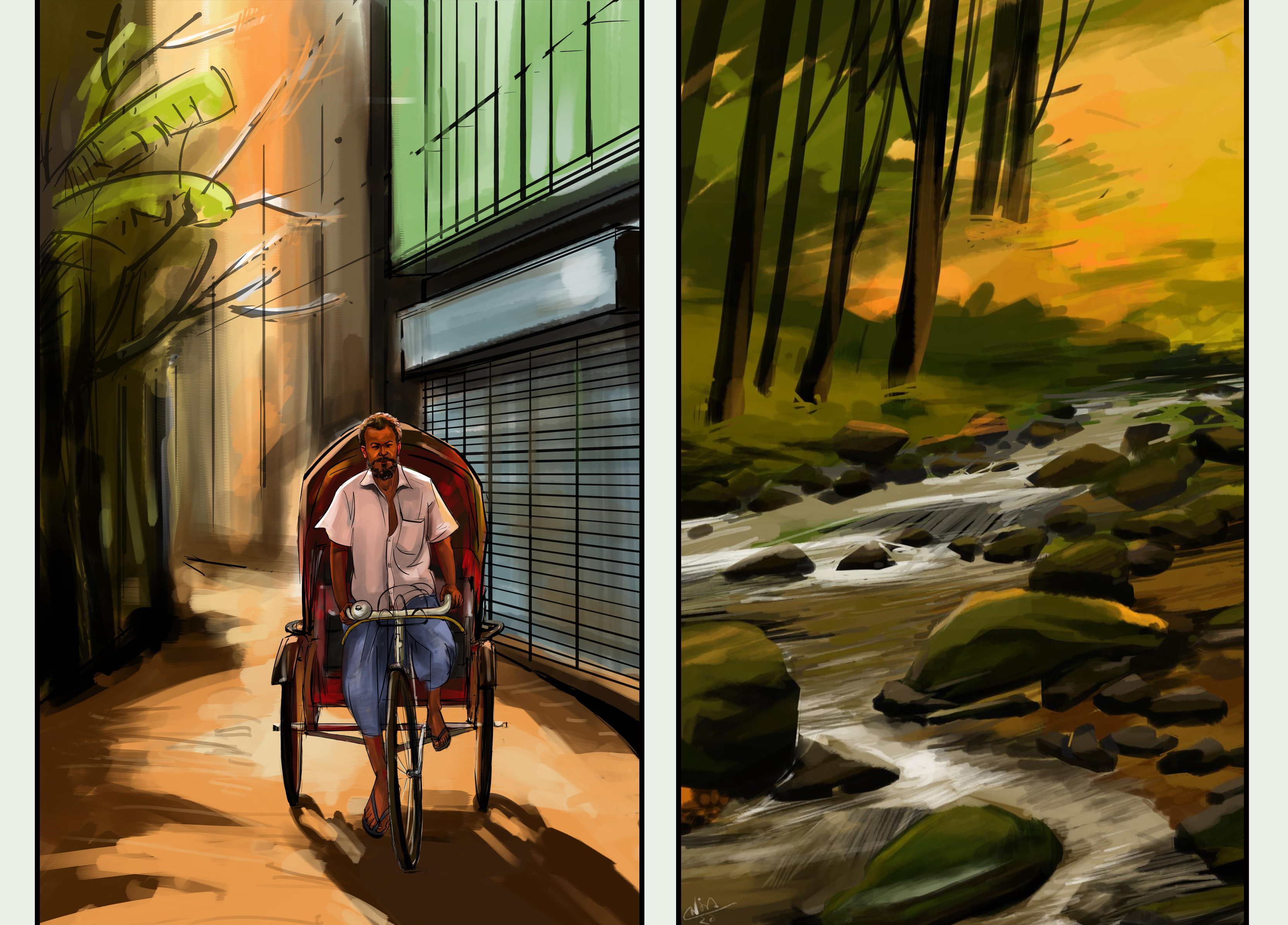 free hand character illustration