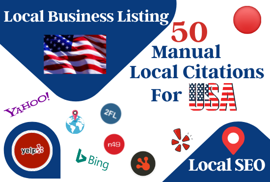 50 Manual USA local business listing in the top local citations sites for local SEO