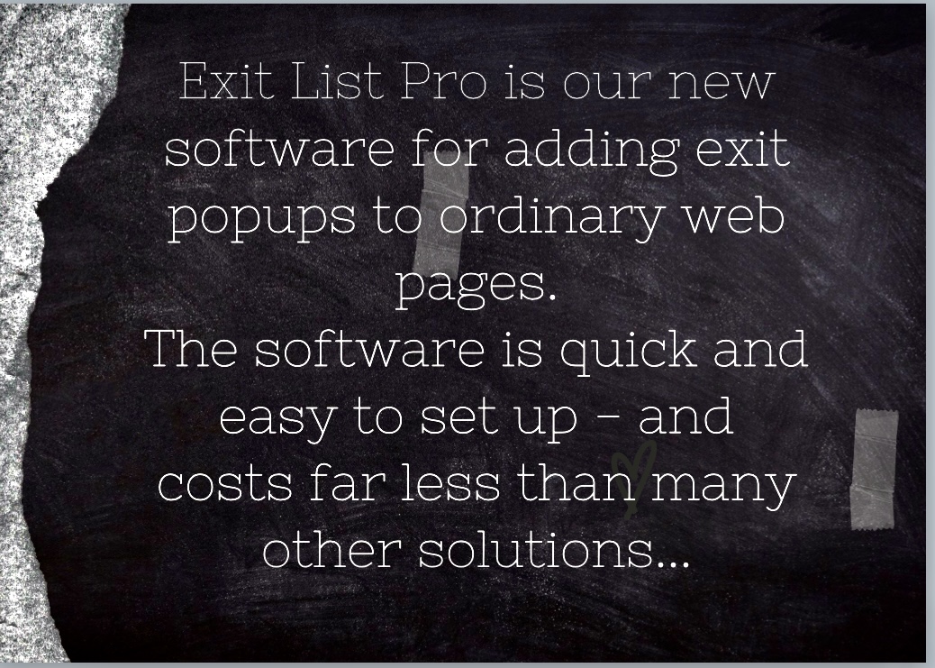 Exit list pro, add powerful exit pop up to web page