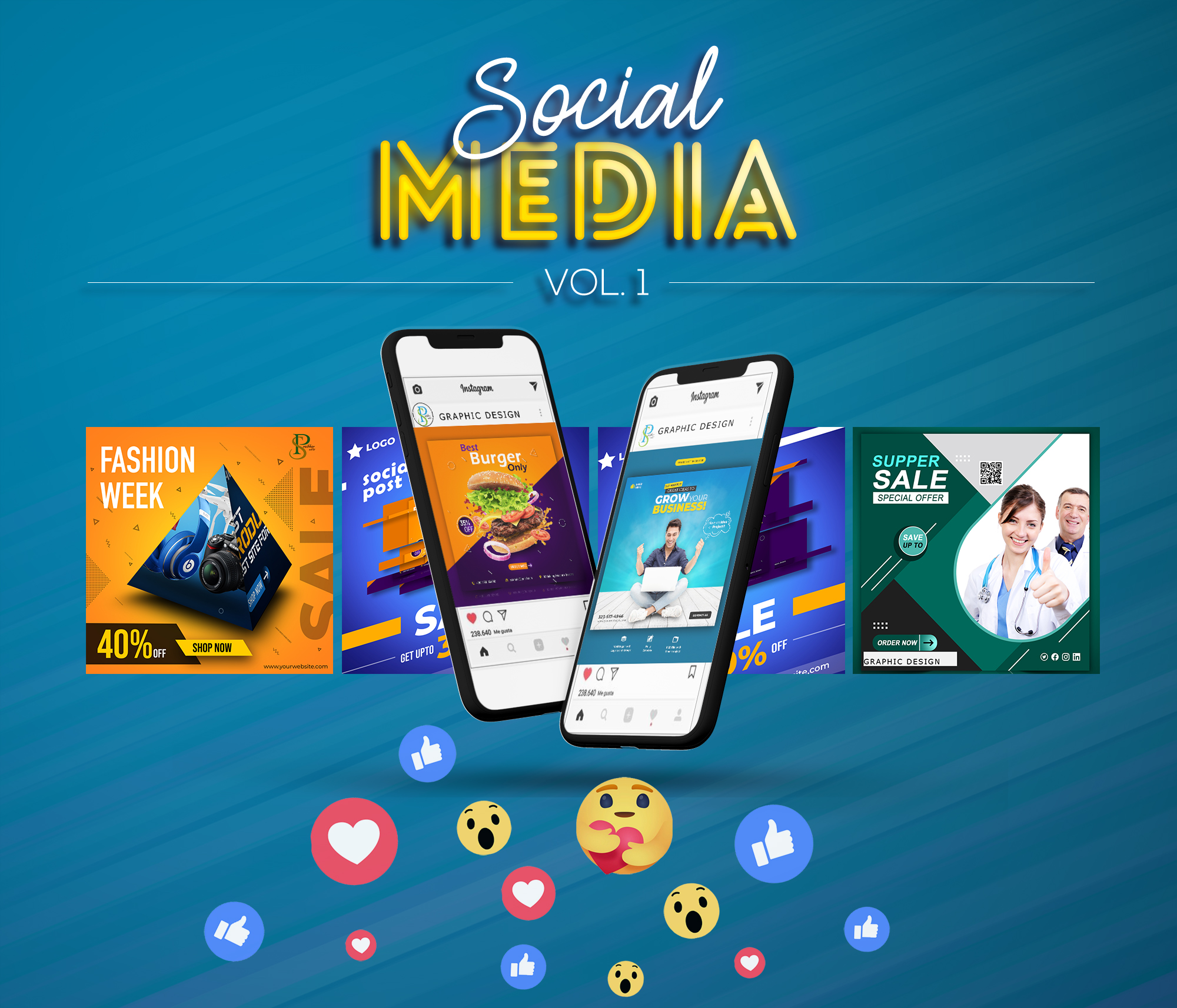I will create social media posts and banners